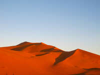 view--red desert in sunset Merzouga, Sahara, Morocco, Africa