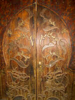 wood carved doors in musee si said Marrakech, Imperial City, Morocco, Africa