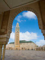view--arch of grand mosque Casablanca, Marrakesh, Imperial City, Morocco, Africa
