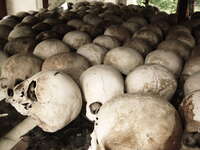 skulls of killing field Phnom Penh, South East Asia, Vietnam, Asia