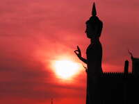 sunset buddha Vientiane, South East Asia, Laos, Asia