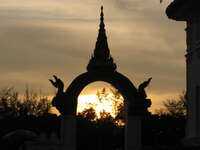 sunset gate Vientiane, South East Asia, Laos, Asia