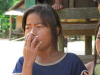 laos girl yawning Pakbeng, South East Asia, Laos, Asia