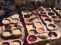 fez leather shop Fez, Imperial City, Morocco, Africa