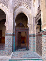 muslim praying inside medersa Fez, Imperial City, Morocco, Africa