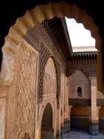 medersa ben youssef arch Marrakech, Interior, Morocco, Africa