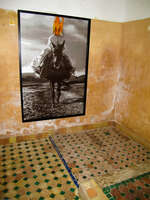 donkey rider with burning head Marrakech, Interior, Morocco, Africa