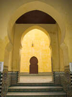 mausolee moulay ismail  yellow brick wall Meknes, Imperial City, Morocco, Africa