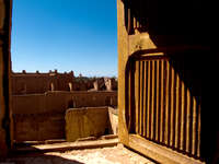 taoutirt kasbah wooden windows Ouarzazate, Interior, Morocco, Africa