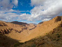valley blue sky and shadow La Festival, Todra Gorge, Morocco, Africa