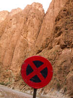 crossing sign in todra gorge La Festival, Todra Gorge, Morocco, Africa