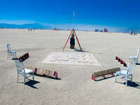 scabble game in desert Black Rock City, Neveda, USA, North America
